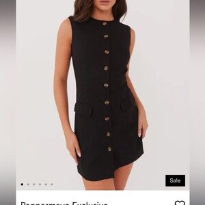 Peppermayo Exclusive - Castello Fiore Linen Mini Dress - Black